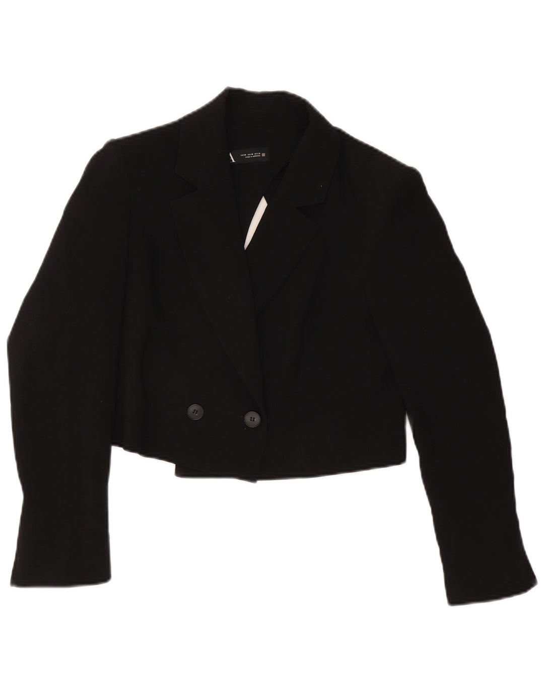 Zara Chaqueta tipo blazer corta con doble botonadura para mujer UK 44 Mediana Acetato negro