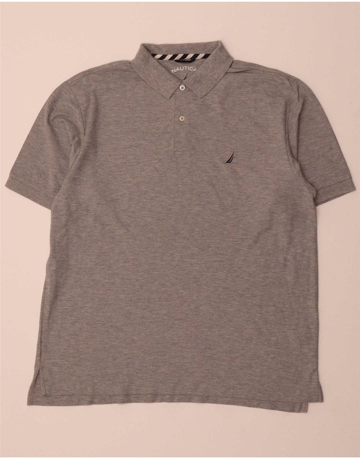 NAUTICA Mens Polo Shirt Medium Grey Cotton