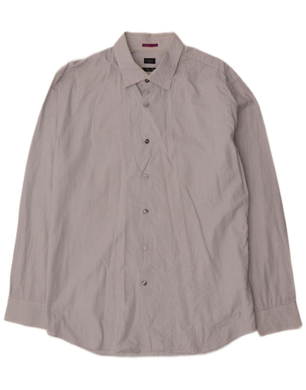 Paul Smith Mens Slim Fit Shirt Size 45 18 2XL Grey Pinstripe Cotton