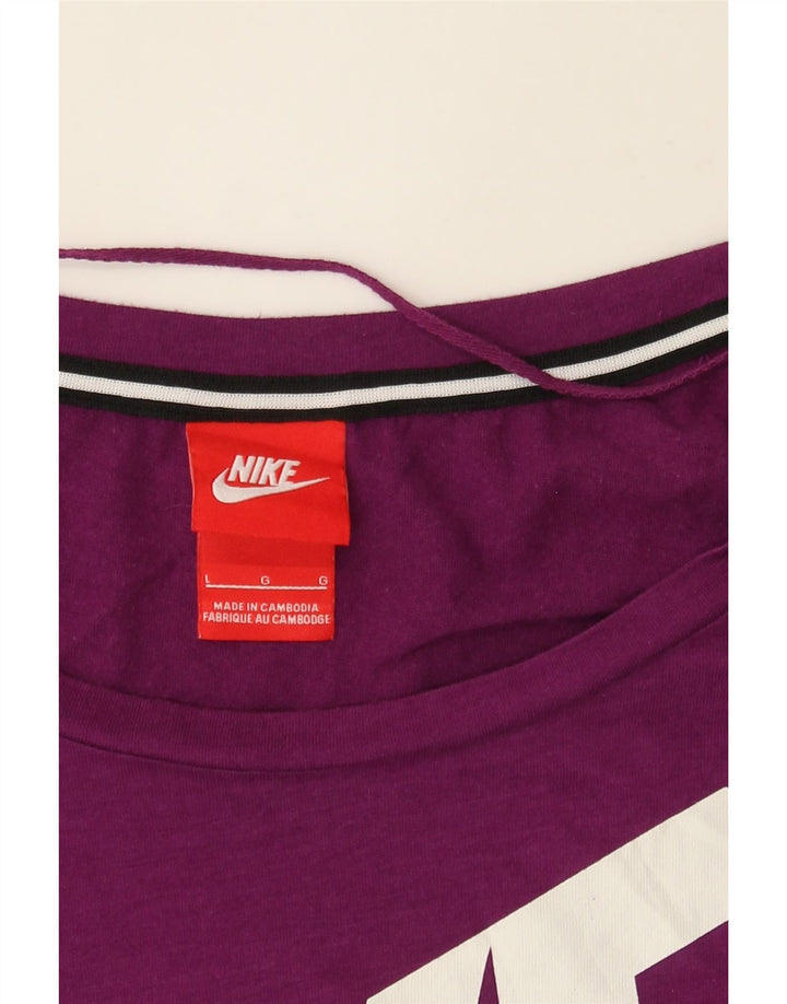 NIKE Womens Oversized Graphic T-Shirt Top UK 16 Large Purple Polyester Vintage Nike and Second-Hand Nike from Messina Hembry 