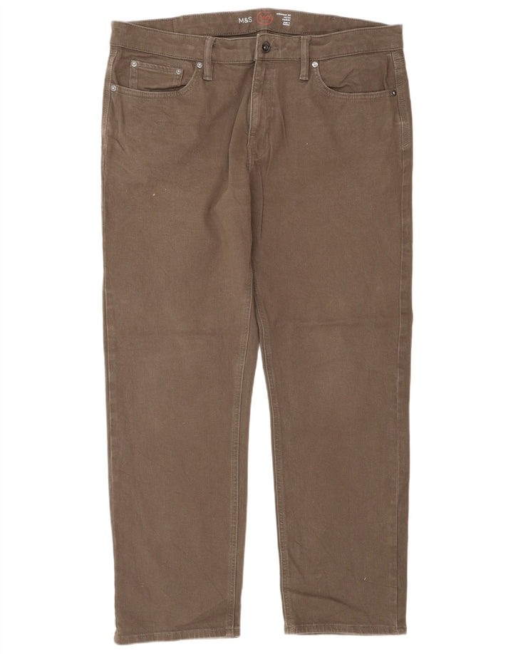 Marks & Spencer Mens Straight Jeans W36 L29 Brown Cotton