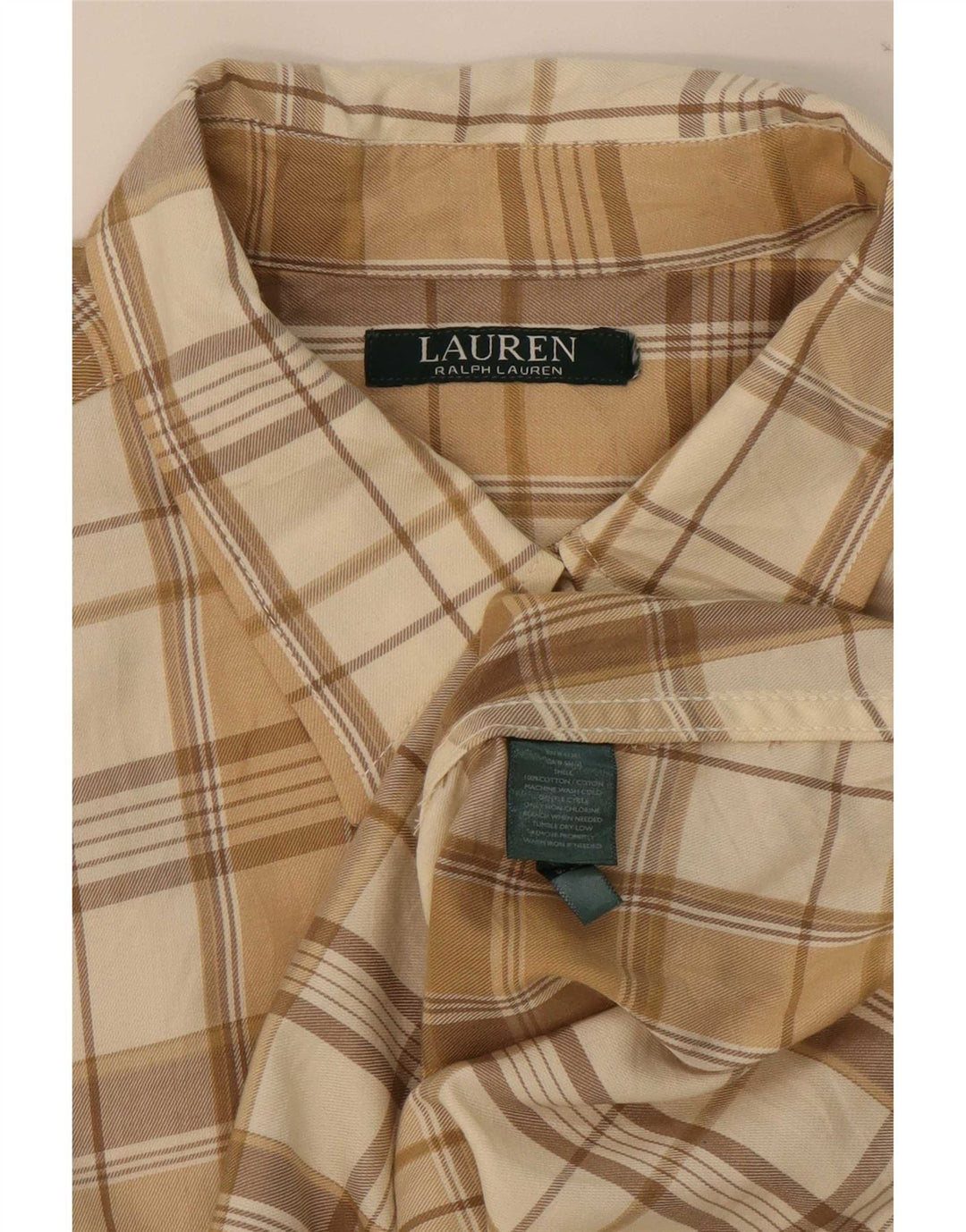 Ralph Lauren Herre Flanelskjorte Medium Beige Ternet Bomuld