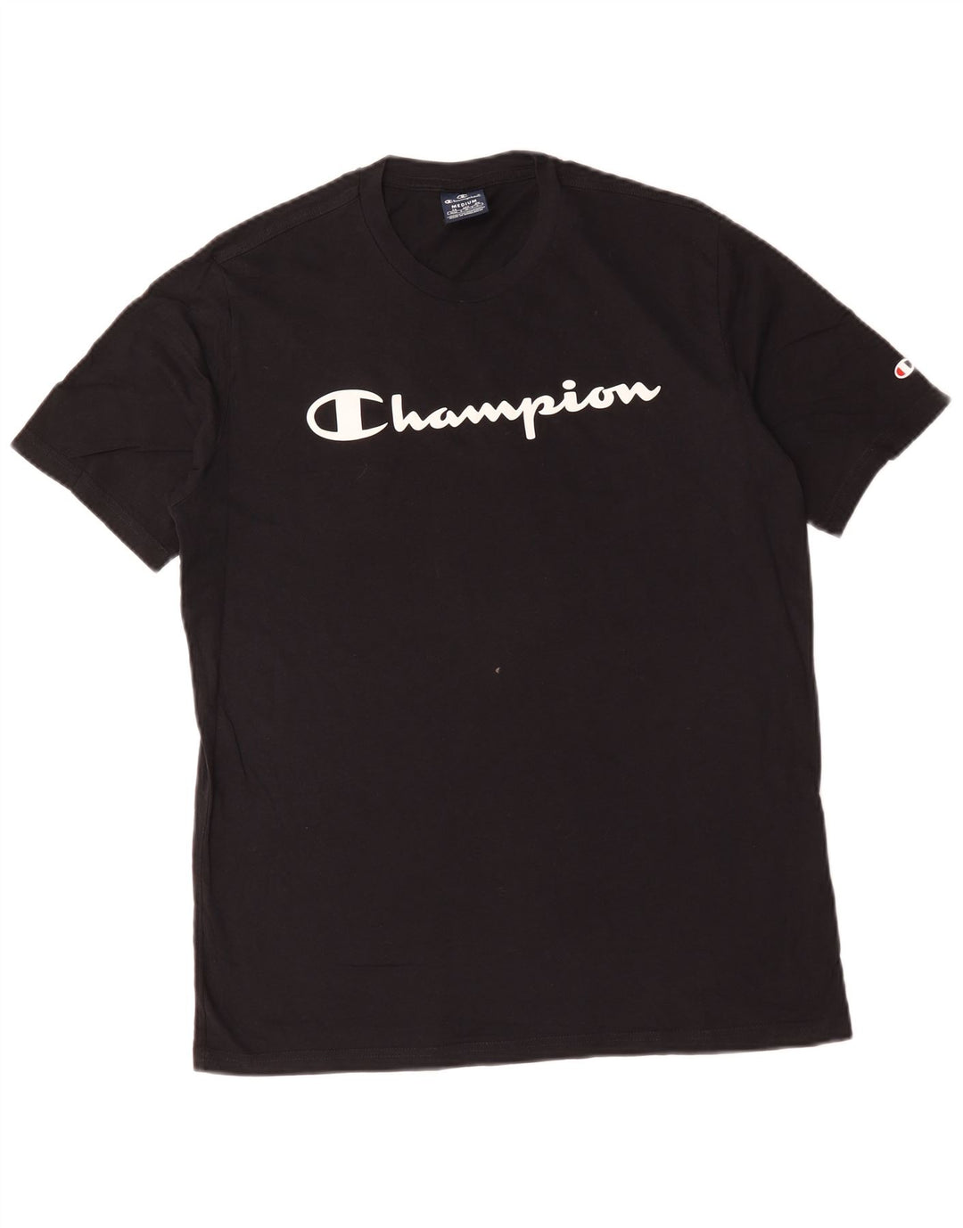 Champion Mens Graphic T-Shirt Top Medium Black Cotton