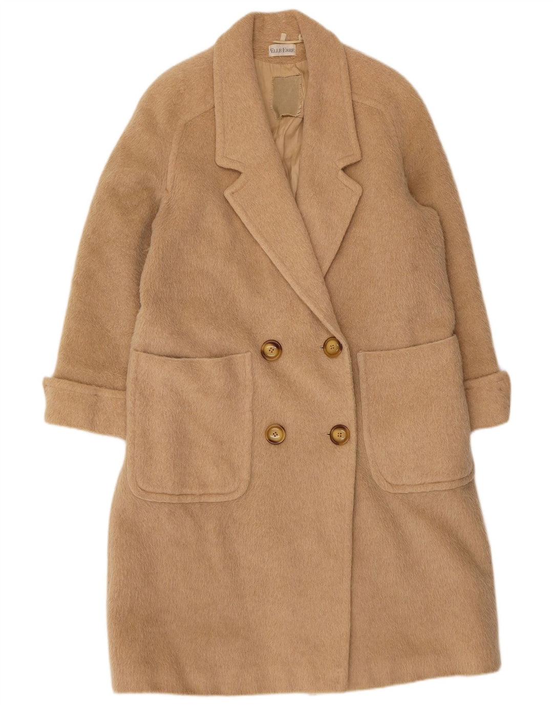 Elle Erre Dame Dobbeltradet Frakke IT 44 Medium Beige Virgin Wool