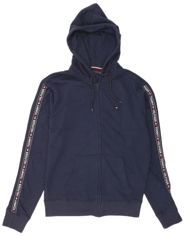 Tommy Hilfiger Pull à capuche zippé graphique pour hommes, grand, bleu marine, sport