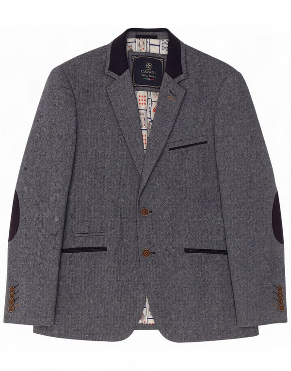 Cavani Veste blazer à 2 boutons pour homme UK 40 Grand gris à chevrons Polyester