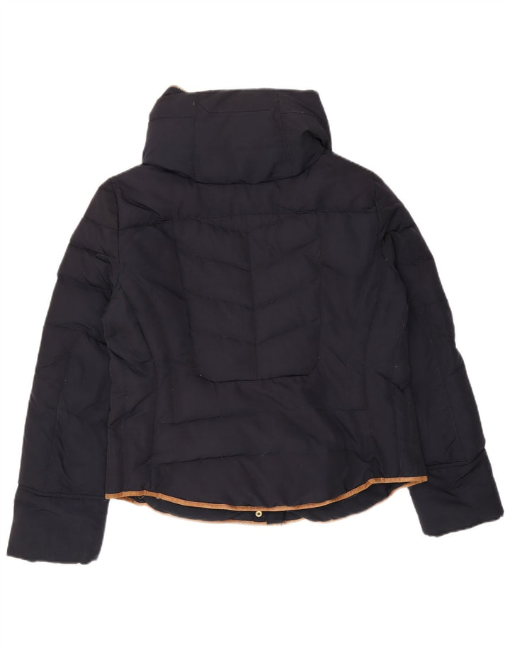 Zara Womens Hooded Padded Jacket UK 18 XL Navy Blue Polyester