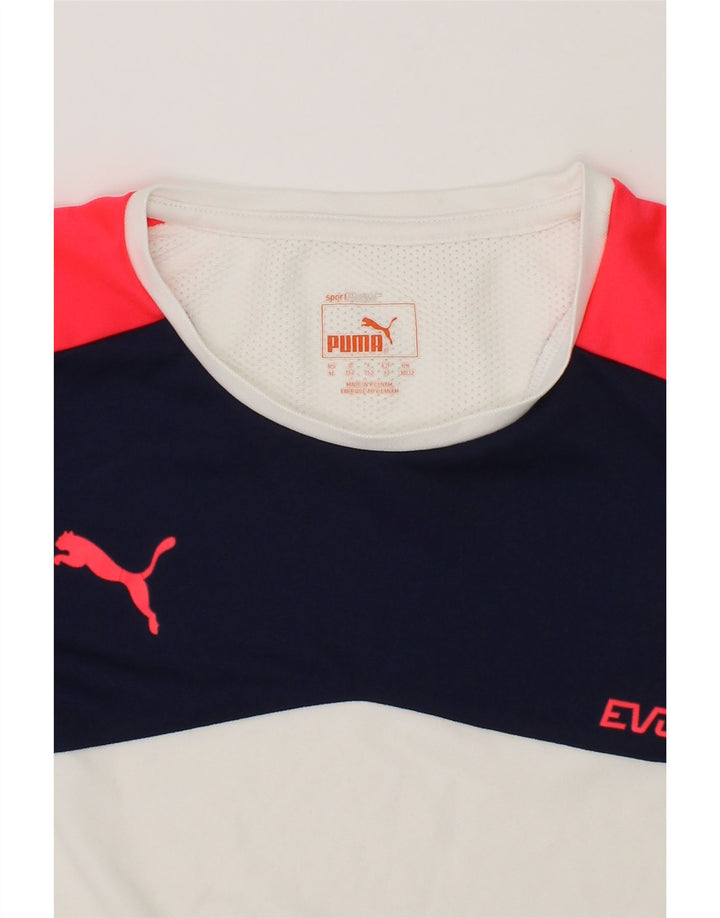 PUMA Boys T-Shirt Top 11-12 Years Large White Colourblock Polyester Vintage Puma and Second-Hand Puma from Messina Hembry 