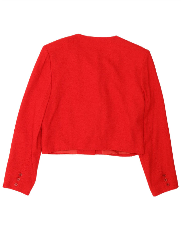 Pimkie Womens Crop 4 Button Blazer Jacket EU 36 Small Red Viscose