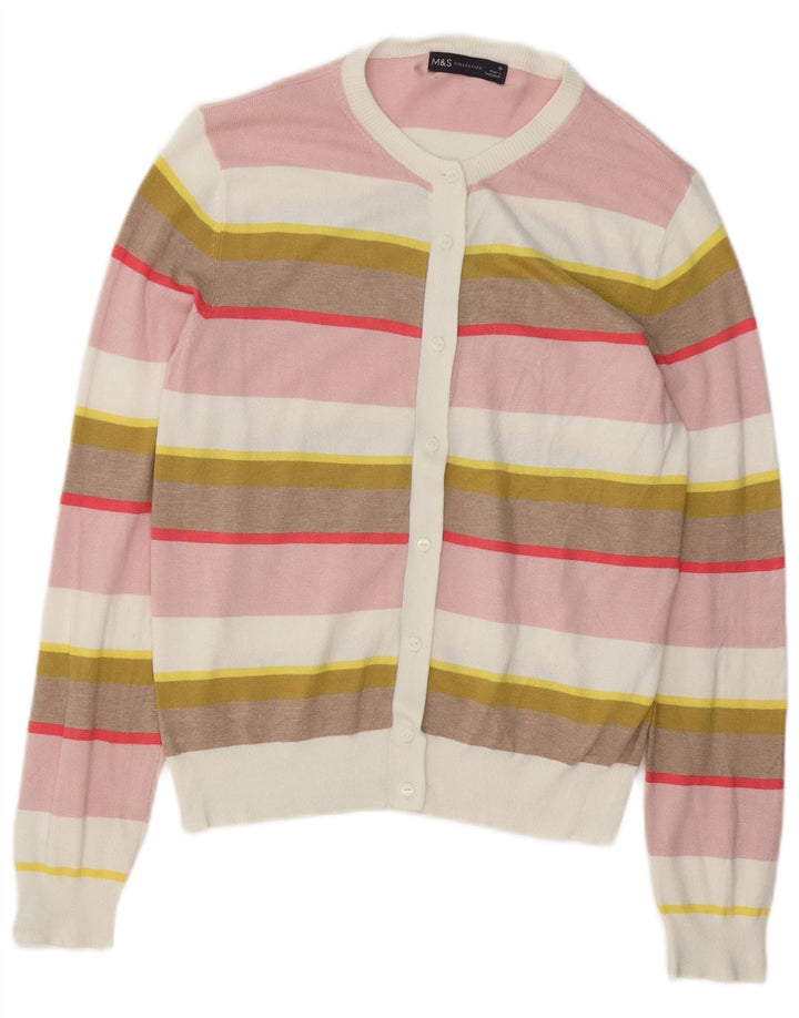 MARKS & SPENCER Womens Cardigan Sweater UK 10 Small Multicoloured Striped