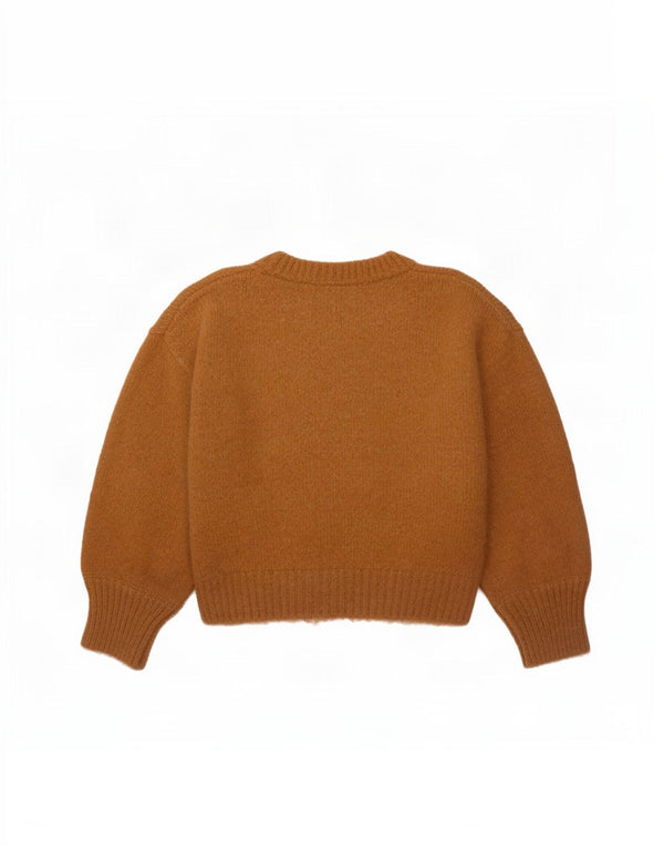 Zara Damen Crop Crew Neck Pullover Pullover UK 16 Large Braunes Nylon