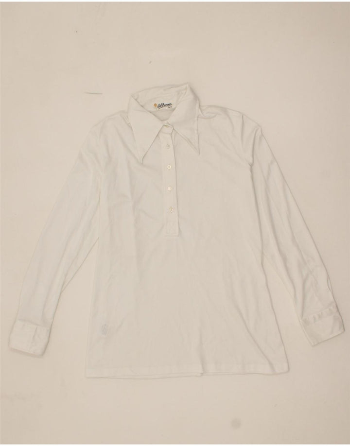 VINTAGE Womens Pullover Shirt UK 12 Medium White Polyester Vintage Vintage and Second-Hand Vintage from Messina Hembry 