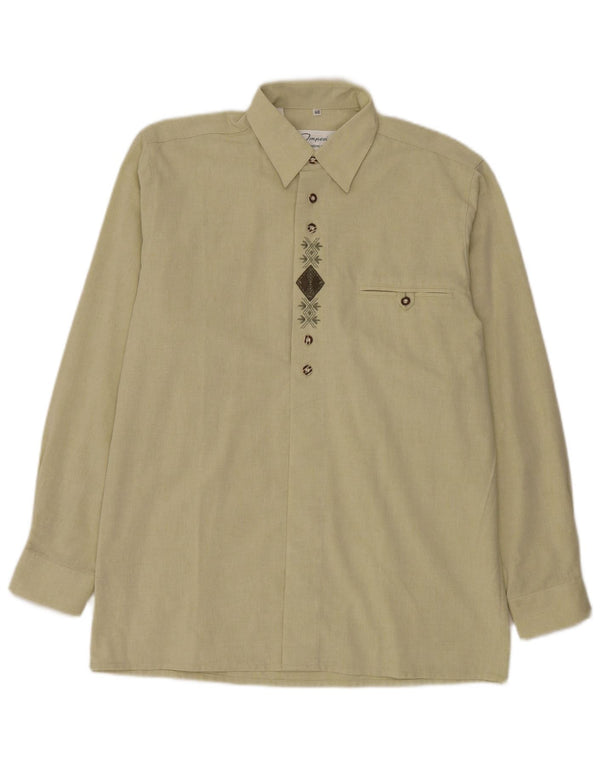 Landhaus Mens Pullover Shirt Size 40 Medium Green Argyle/Diamond Cotton