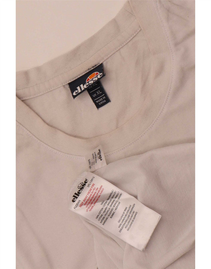 Ellesse Mens T-Shirt Top XL White Cotton