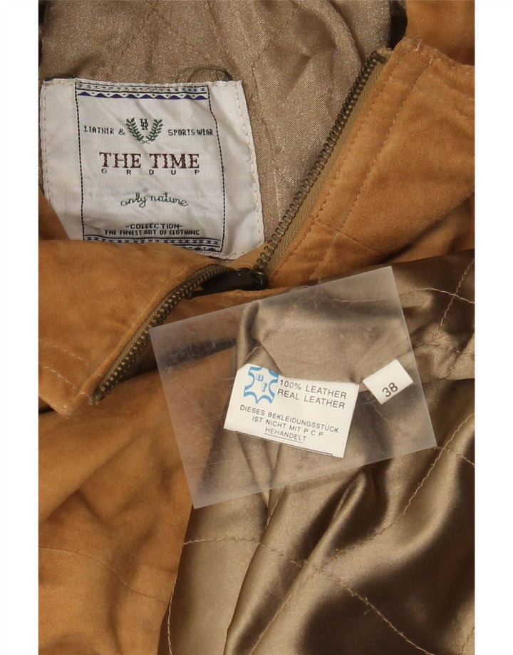 Vintage Womens Oversized Suede Overcoat EU 38 Medium Brown Leather