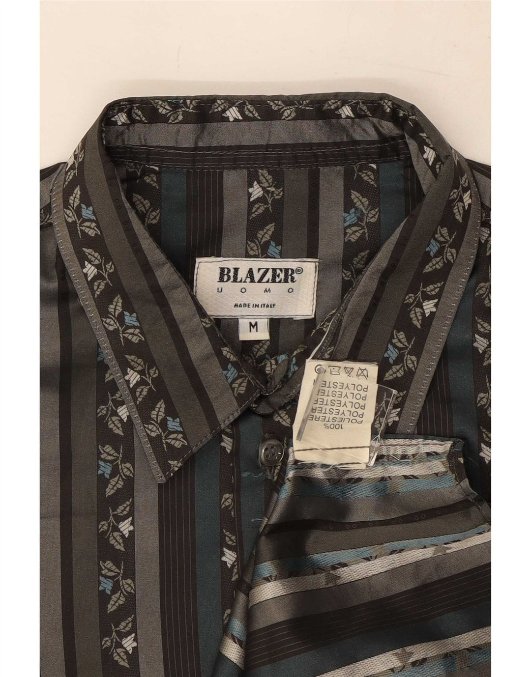 Chemise à manches courtes pour homme vintage en polyester rayé noir moyen