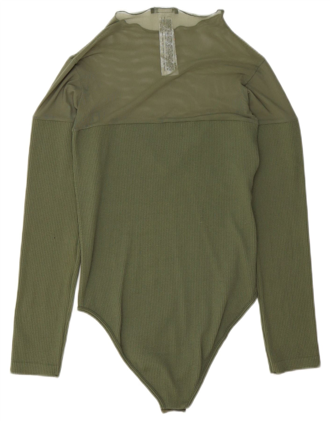 ZARA Womens Long Sleeve Bodysuit UK 14 Medium Green Polyester
