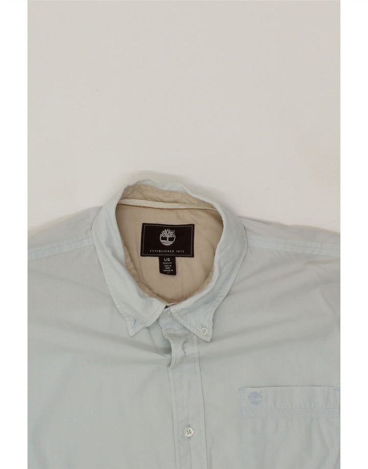TIMBERLAND Mens Slim Fit Shirt Large Blue Cotton Vintage Timberland and Second-Hand Timberland from Messina Hembry 