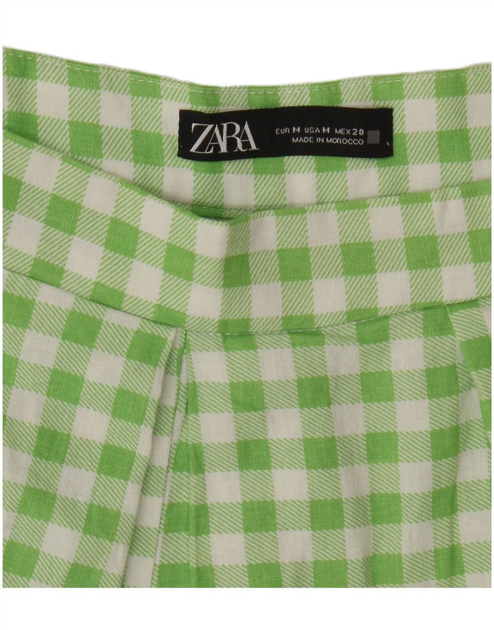 Zara Damen Pegged Casual Shorts Medium W28 Grün Gingham