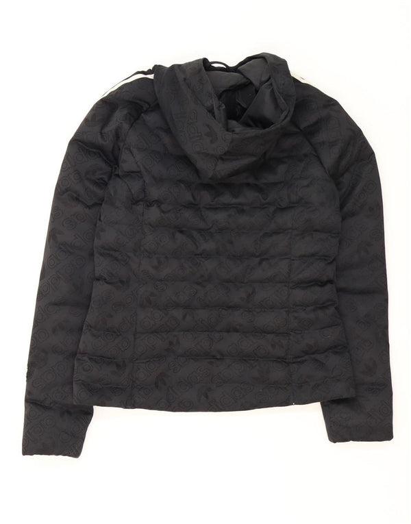 Adidas Womens Graphic Hooded Jacket UK 8 Pequeno Poliéster Preto