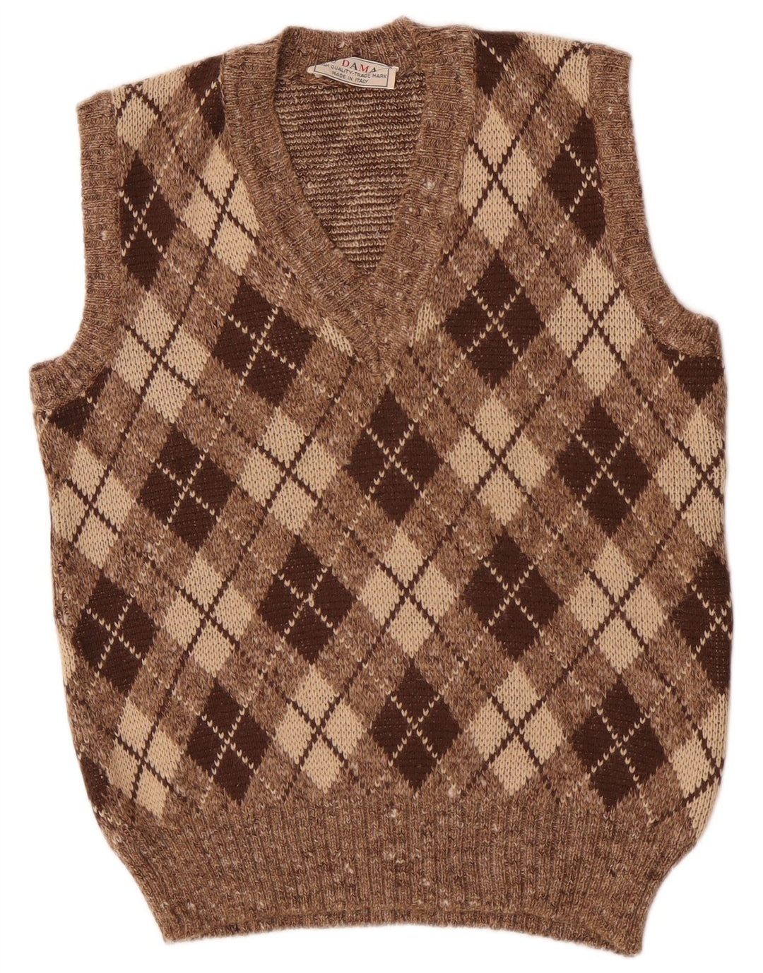 Dama Débardeur Homme Petit Marron Argyle/Diamant Laine