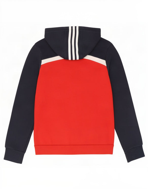 Adidas Boys Zip Hoodie Sweater 11-12 Years Red Colourblock Cotton