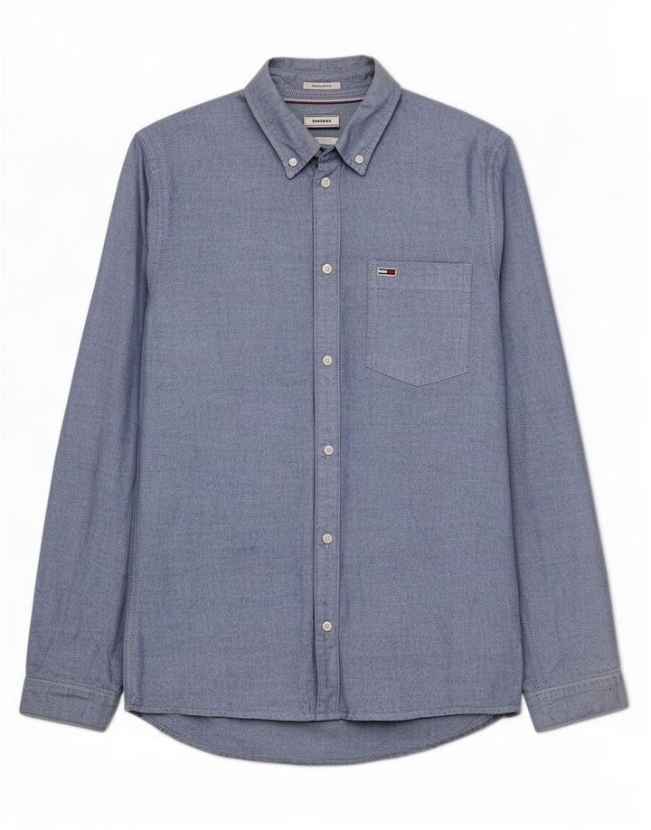 Tommy Hilfiger Mens Regular Fit Shirt Medium Blue Cotton
