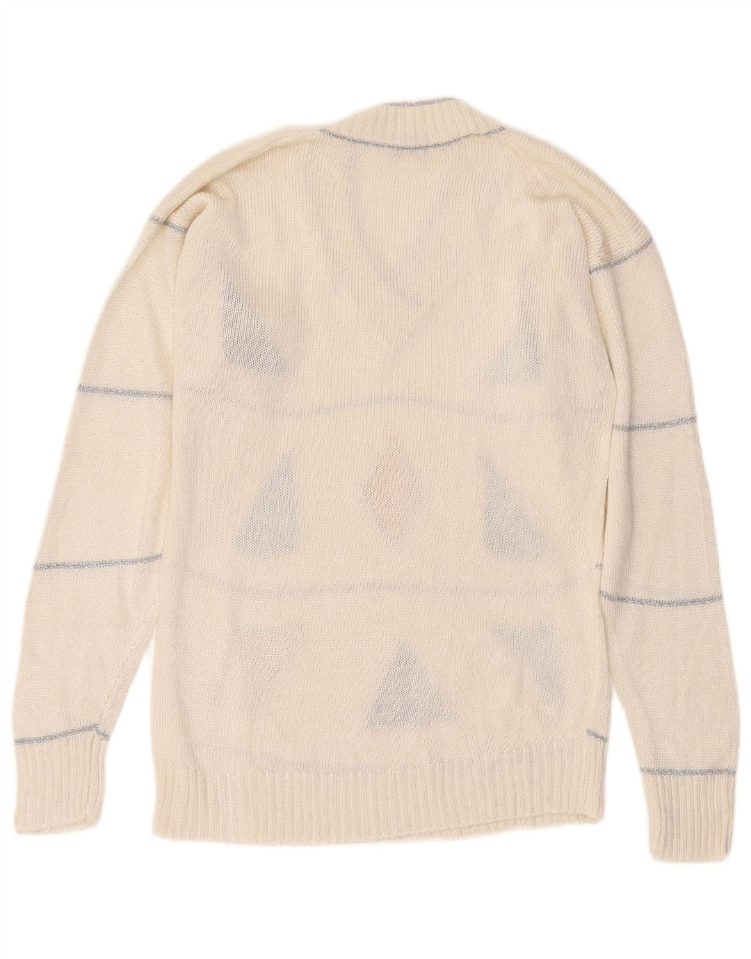 Mc. Dowell Womens V-Neck Jumper Sweater IT 46 Large White Geometric Viscose