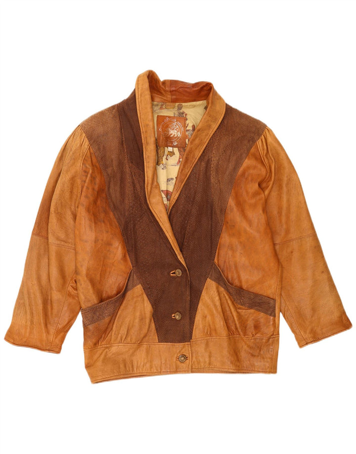 Vintage Womens Oversized Jacket UK 16 Large Brown Animal Print