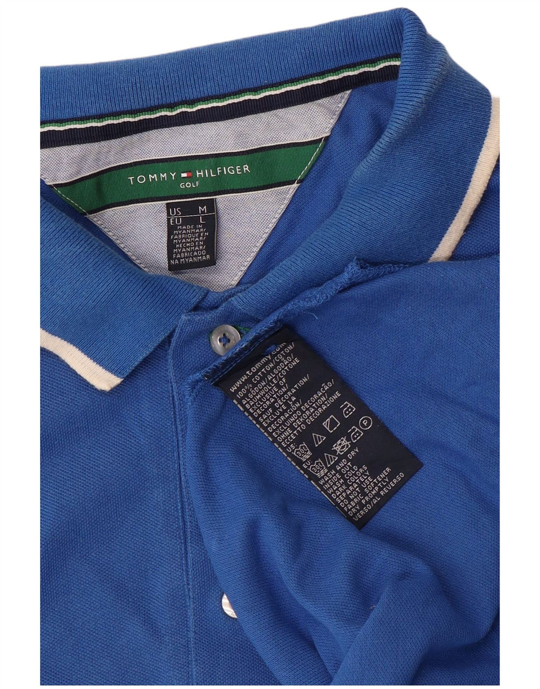 Tommy Hilfiger Mens Polo Shirt Medium Blue Cotton