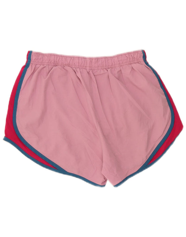 Nike Womens Dri Fit Sport Shorts UK 12 Medium Pink Colourblock Polyester