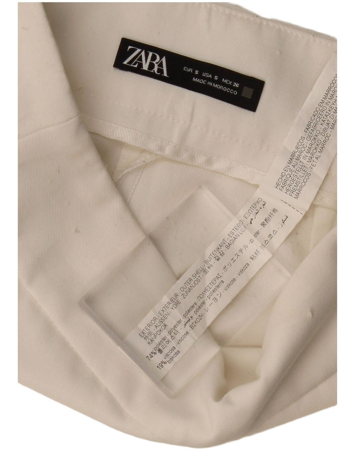 Gonna corta a vita alta da donna ZARA UK 8 piccola bianca in poliestere