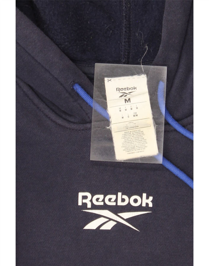 Reebok Mens Graphic Hoodie Jumper Medium Navy Blue Cotton