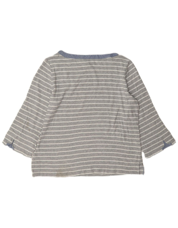 Top da donna Nautica manica 3/4 UK 18 XL cotone a righe grigie