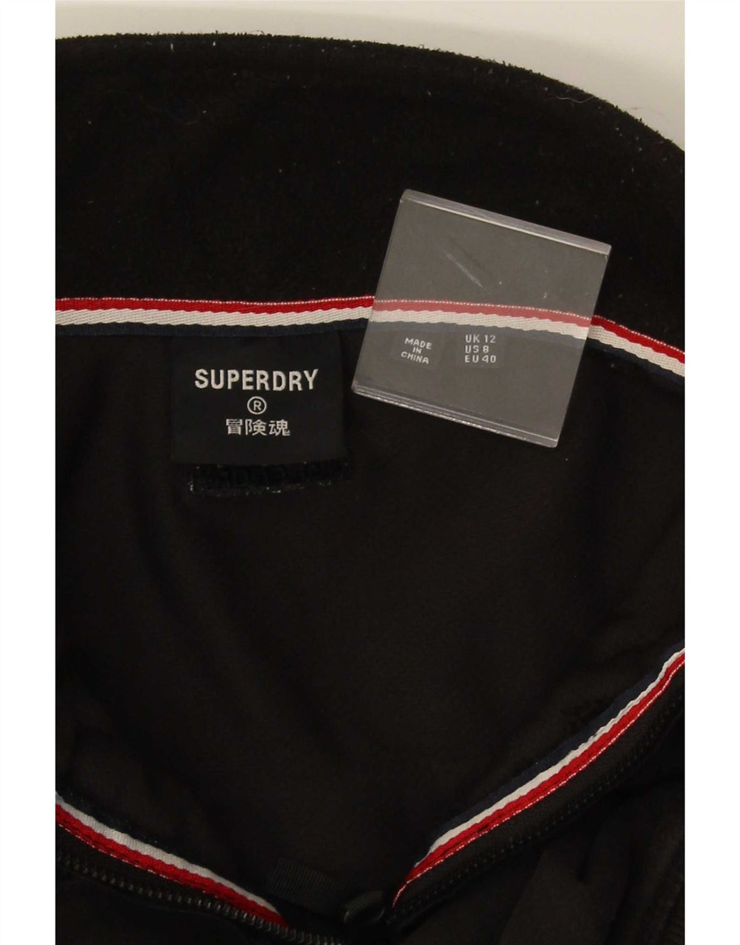 Superdry Womens Oversized Crop Sweatshirt Jumper UK 12 Medium Black