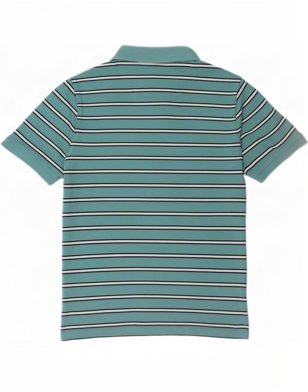 James Pringle Mens Polo Shirt Medium Blue Striped Cotton