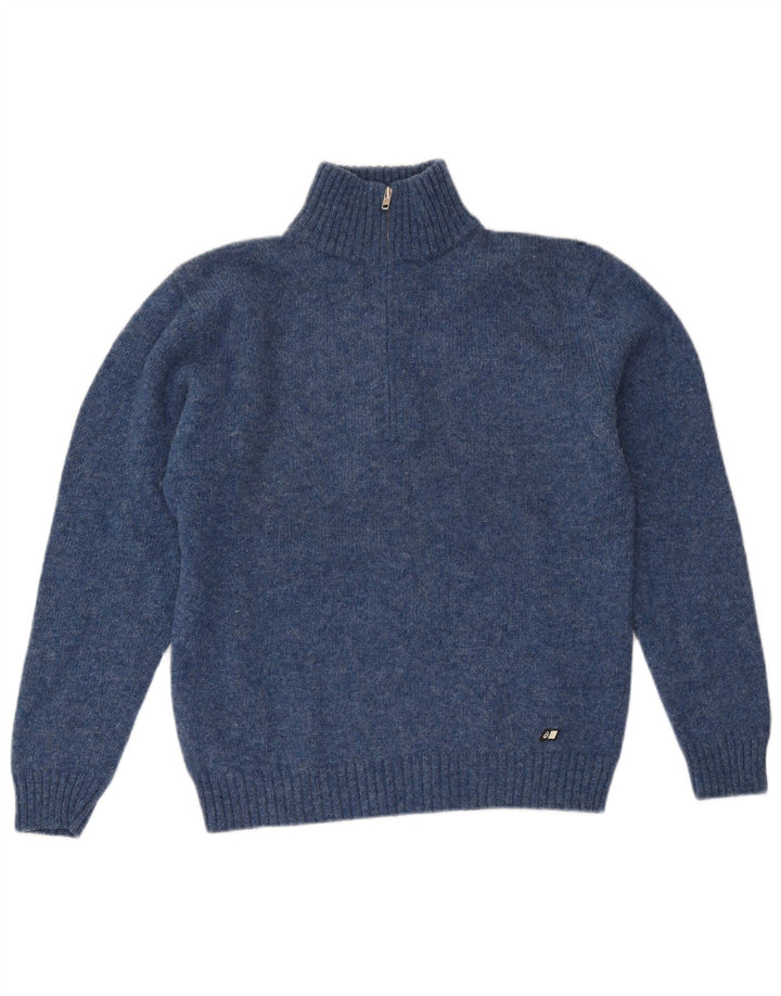 Asics Herren-Pullover mit Reißverschluss am Hals, mittelgroße marineblaue Schurwolle