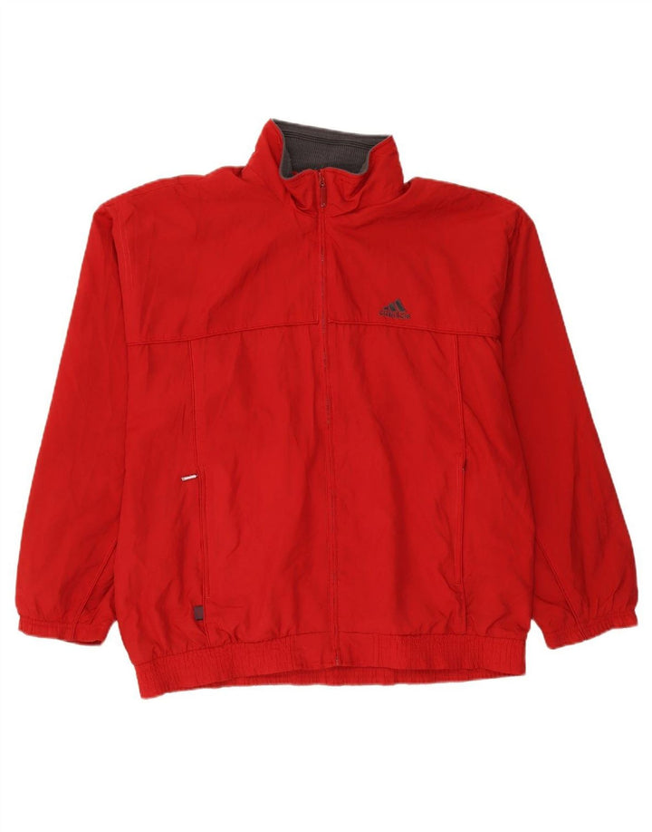ADIDAS Mens Windbreaker Jacket UK 42/44 Large Red Polyester