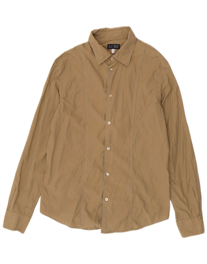 Armani Jeans Mens Shirt Large Beige