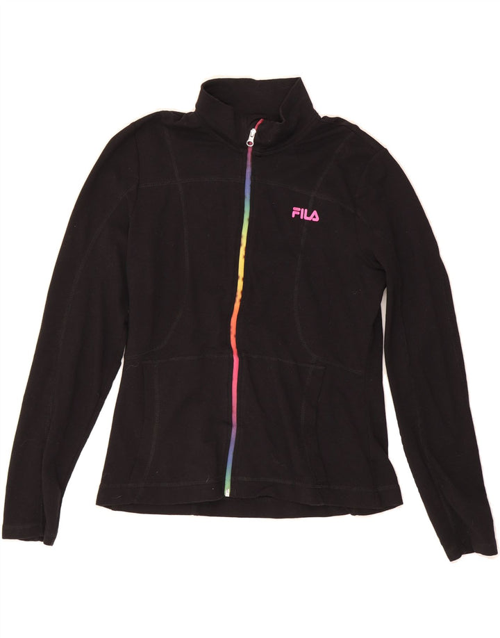 FILA Womens Tracksuit Top Jacket UK 14 Large Black Cotton Vintage Fila and Second-Hand Fila from Messina Hembry 
