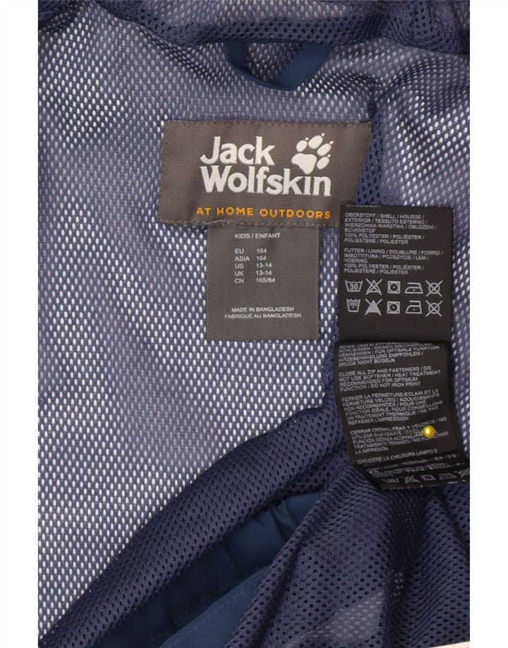 Jack Wolfskin Jachetă de ploaie cu glugă pentru băieți 13-14 ani, poliester bleumarin