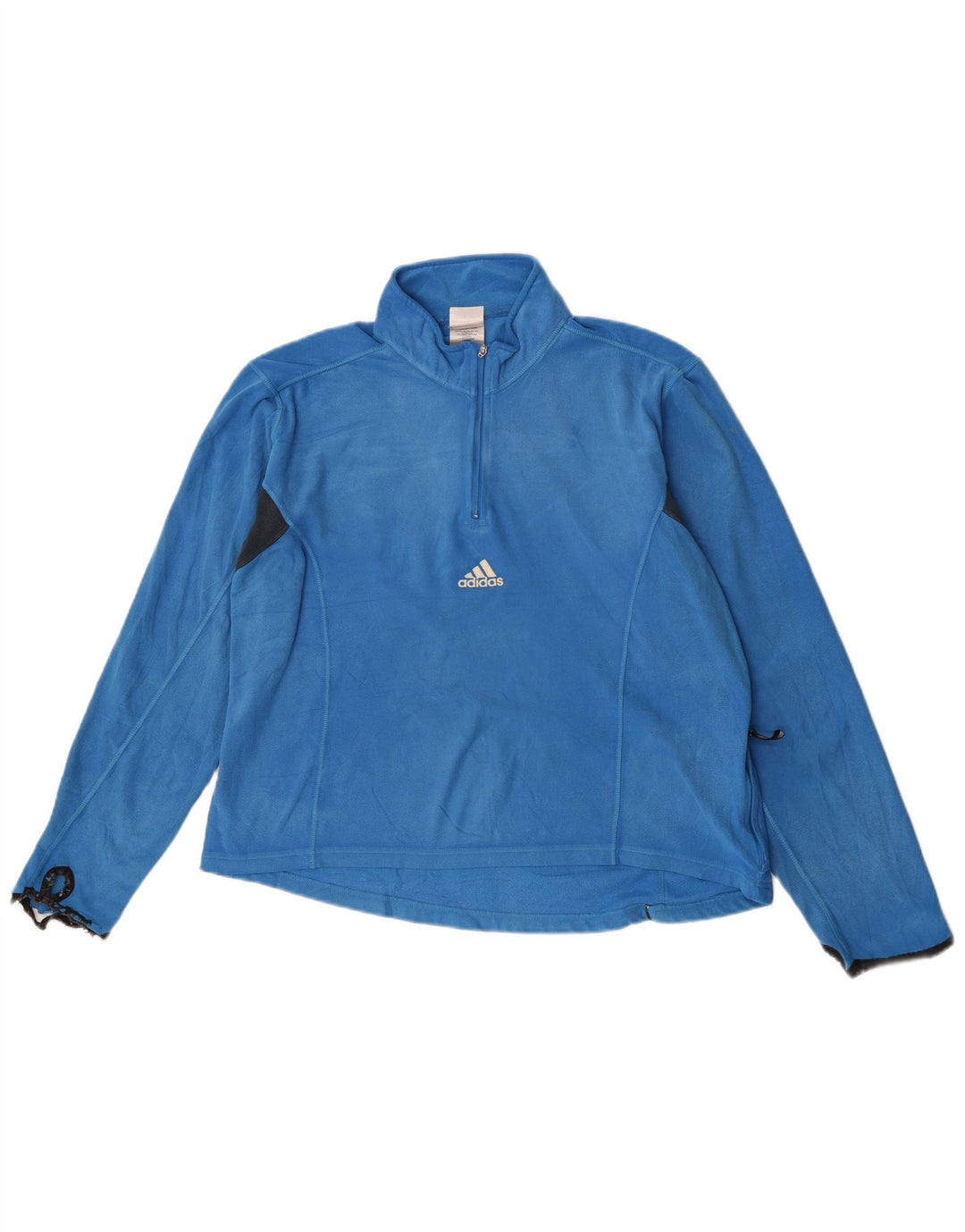 Adidas Womens Loose Fit Zip Neck Top Long Sleeve Medium Blue Polyester
