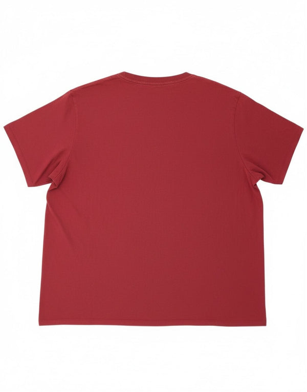 Adidas Mens Graphic T-Shirt Top UK 32/34 4XL Burgundy Cotton