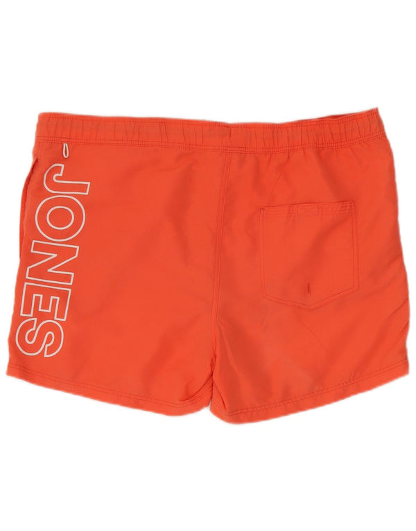 Jack & Jones Mens Graphic Swimming Shorts Large Orange Polyester