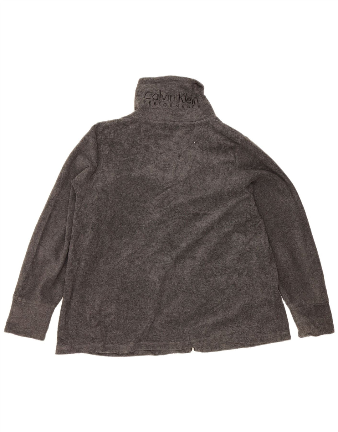 Calvin Klein Dame Grafisk Fleece Jakke UK 20 2XL Grå Polyester