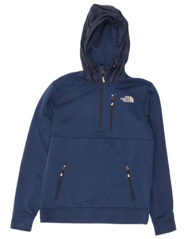 The North Face Mens Zip Neck Hoodie Jumper Small Navy Blue Polyester
