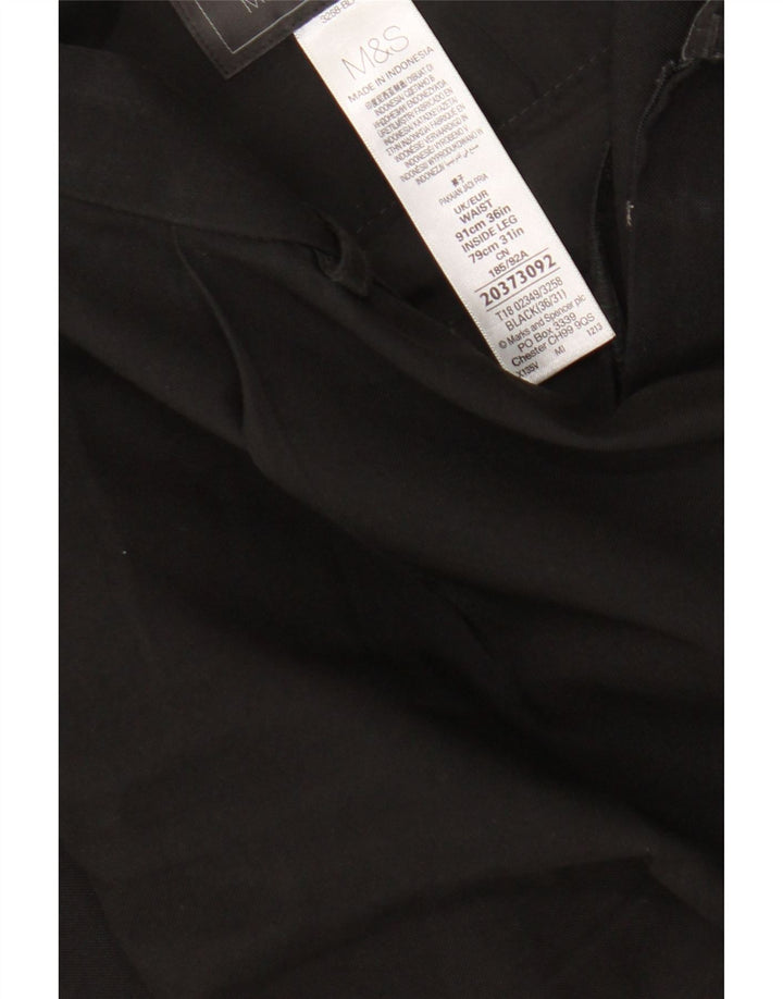Marks & Spencer Mens Pegged Suit Trousers W36 L31 Black Polyester