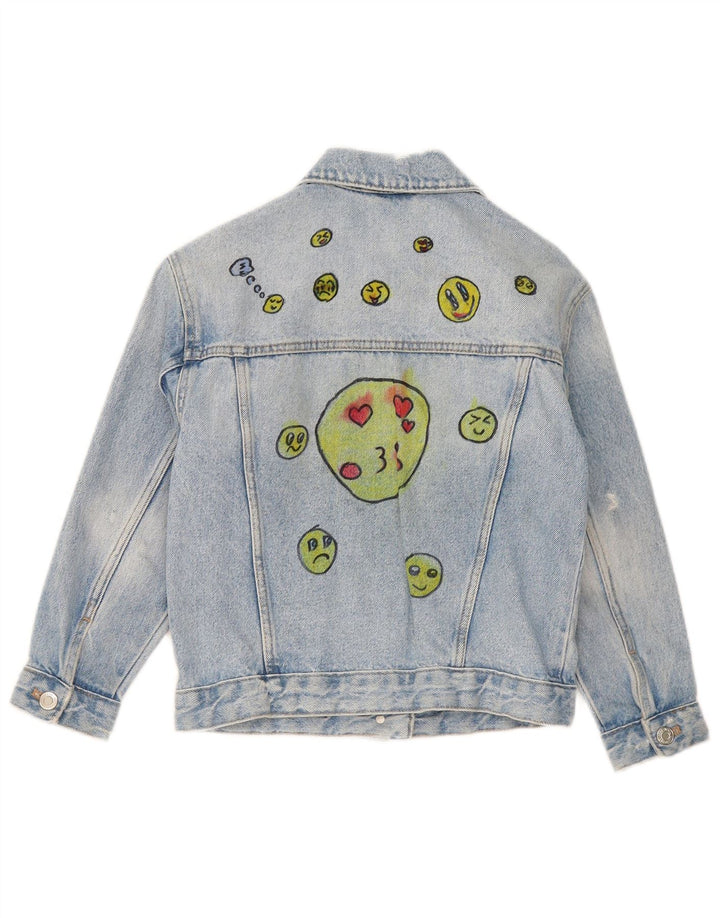 Zara Mädchen-Jeansjacke mit Grafik, 8–9 Jahre, Blau