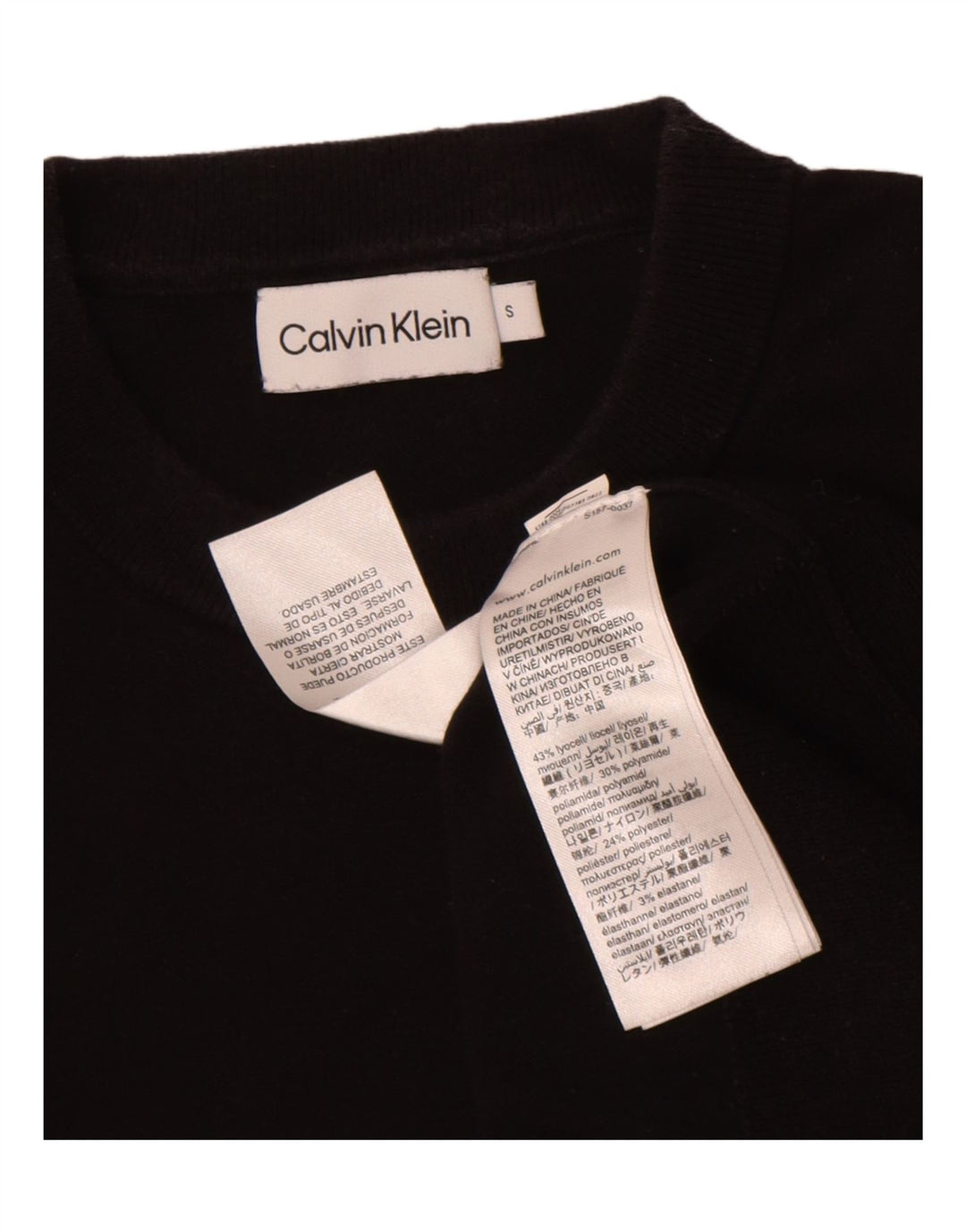 CALVIN KLEIN Mens Crew Neck Jumper Sweater Small Black Lyocell