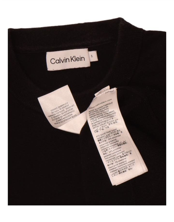 CALVIN KLEIN Mens Crew Neck Jumper Sweater Small Black Lyocell